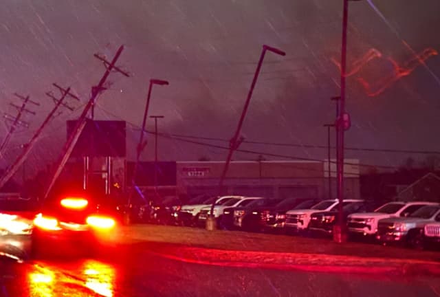 Springdale AR Area Hit By Possible Tornado Powerlines Down